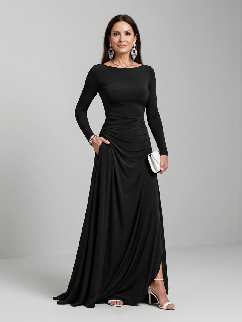 Gyram | Flowing Boat Neck Maxi Dress