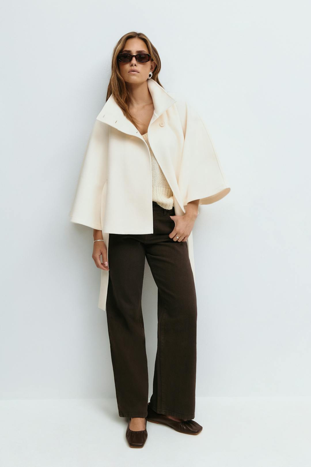 Beatrix | Belted Cape Jacket with High Collar