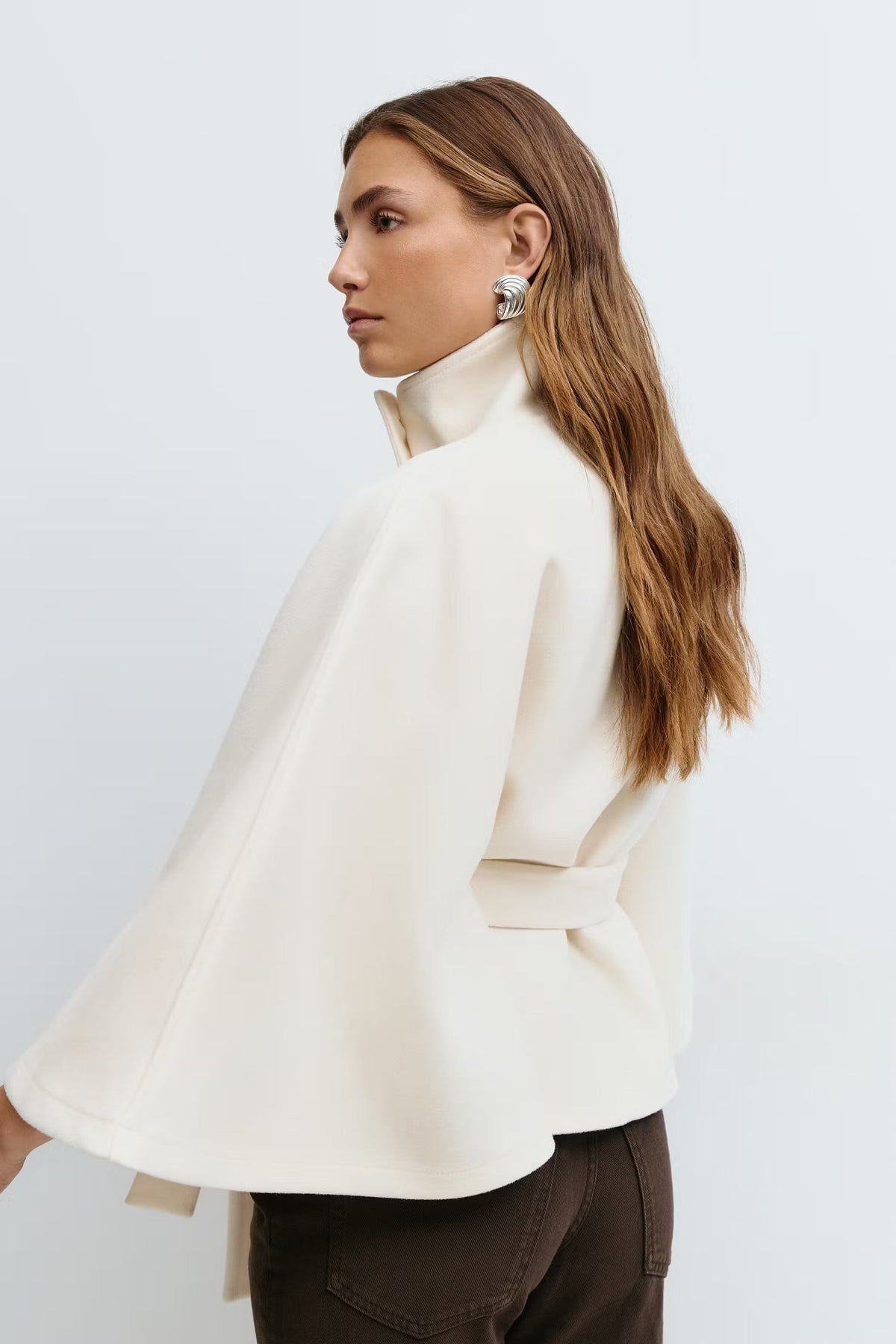 Beatrix | Belted Cape Jacket with High Collar