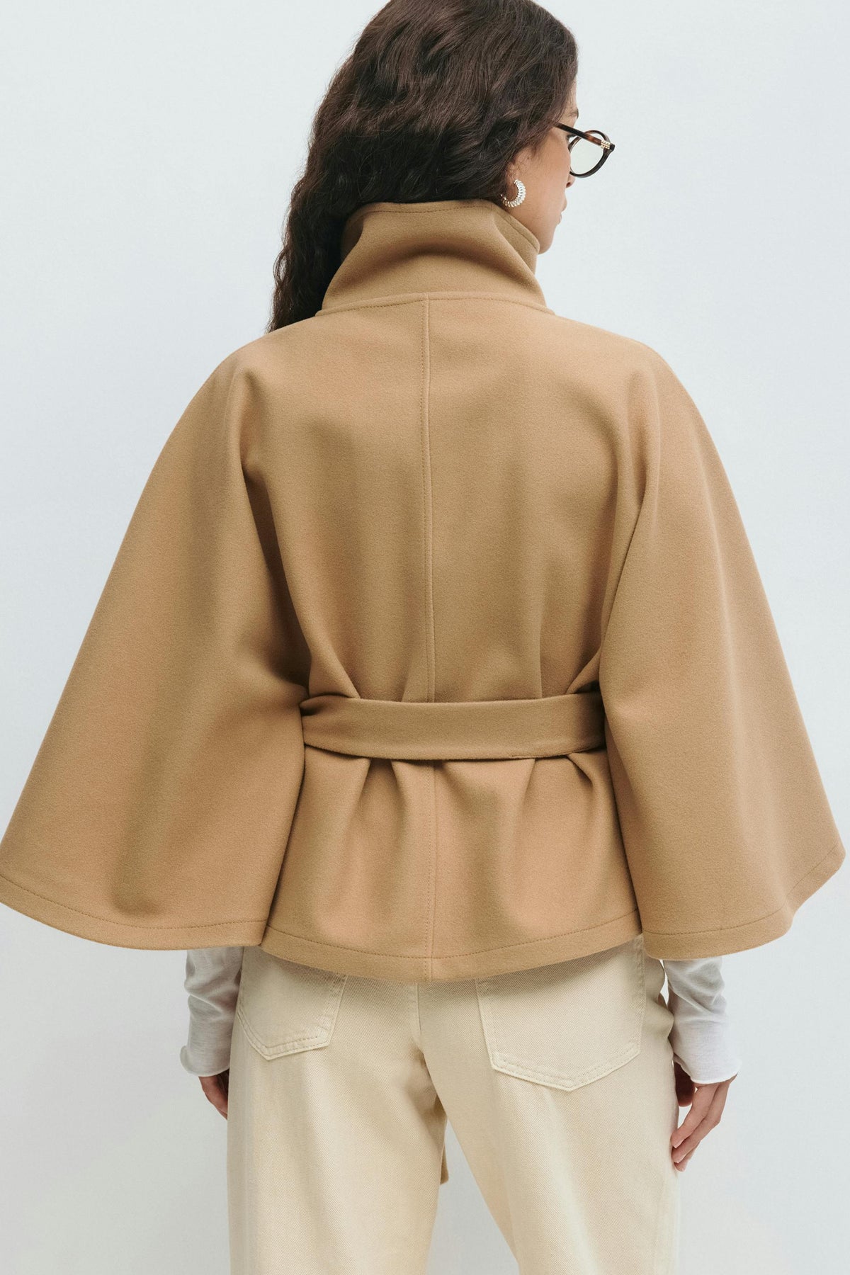 Beatrix | Belted Cape Jacket with High Collar