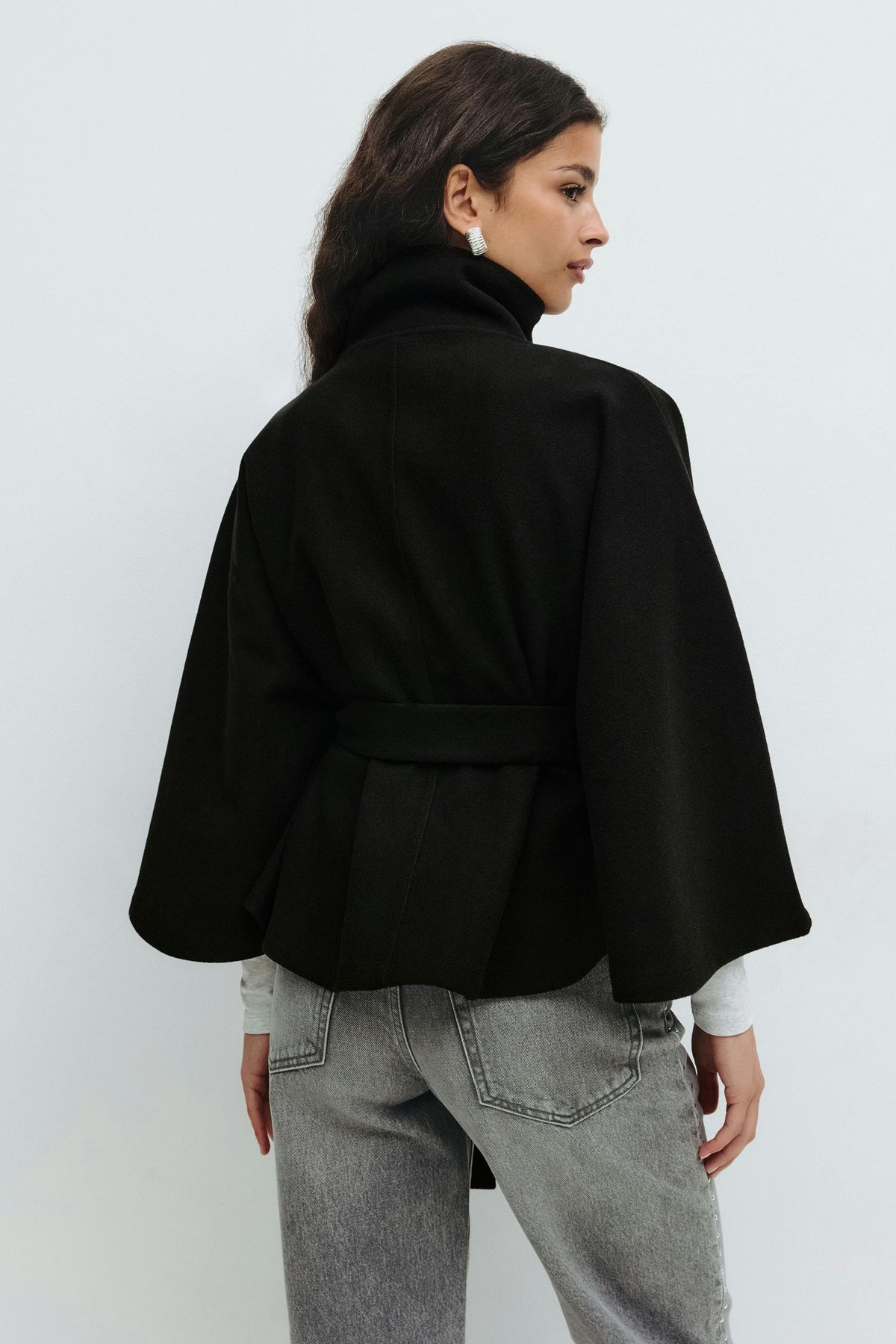 Beatrix | Belted Cape Jacket with High Collar