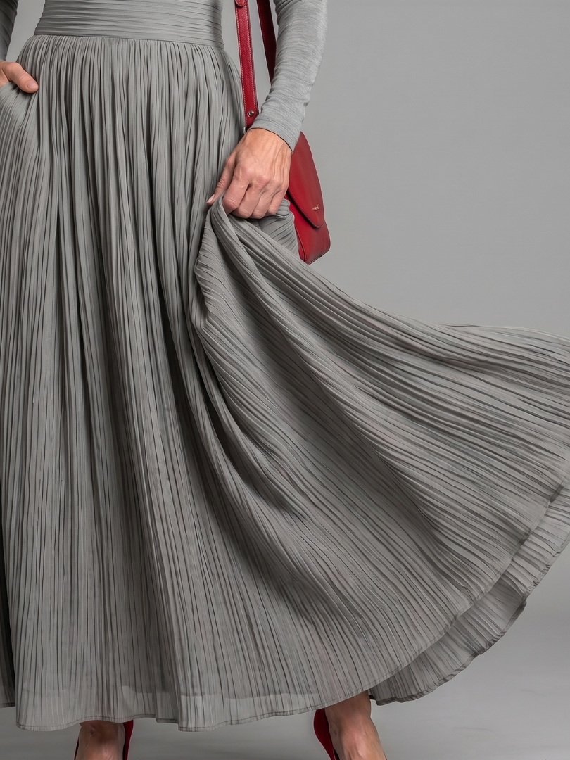 Lana | Pleated Turtleneck Maxi Dress