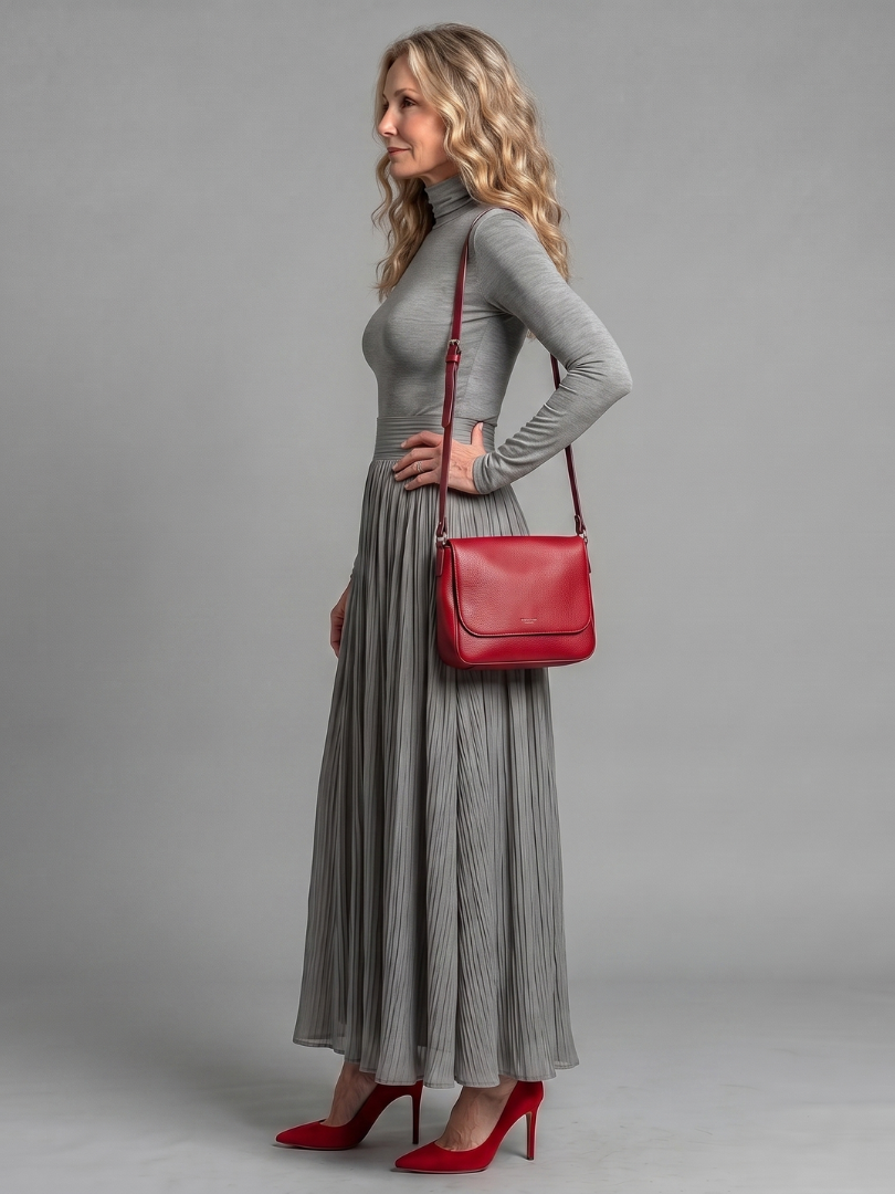 Lana | Pleated Turtleneck Maxi Dress