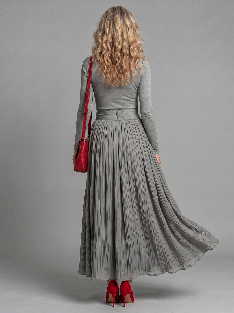 Lana | Pleated Turtleneck Maxi Dress