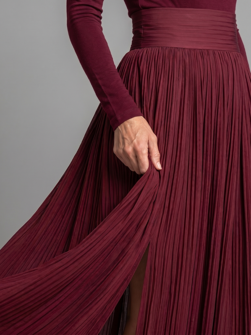 Lana | Pleated Turtleneck Maxi Dress