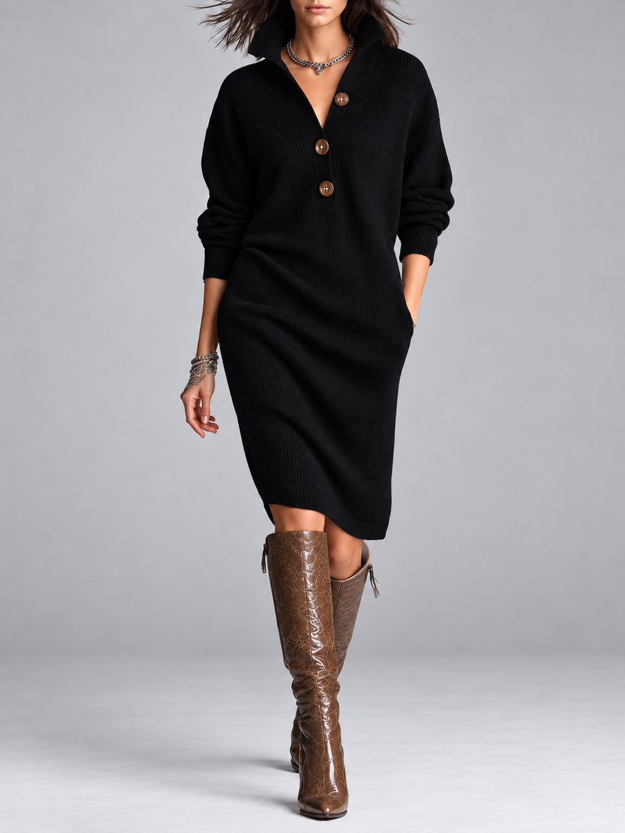 ROSAMUNDINA | ELEGANT BUTTON-UP JUMPER DRESS