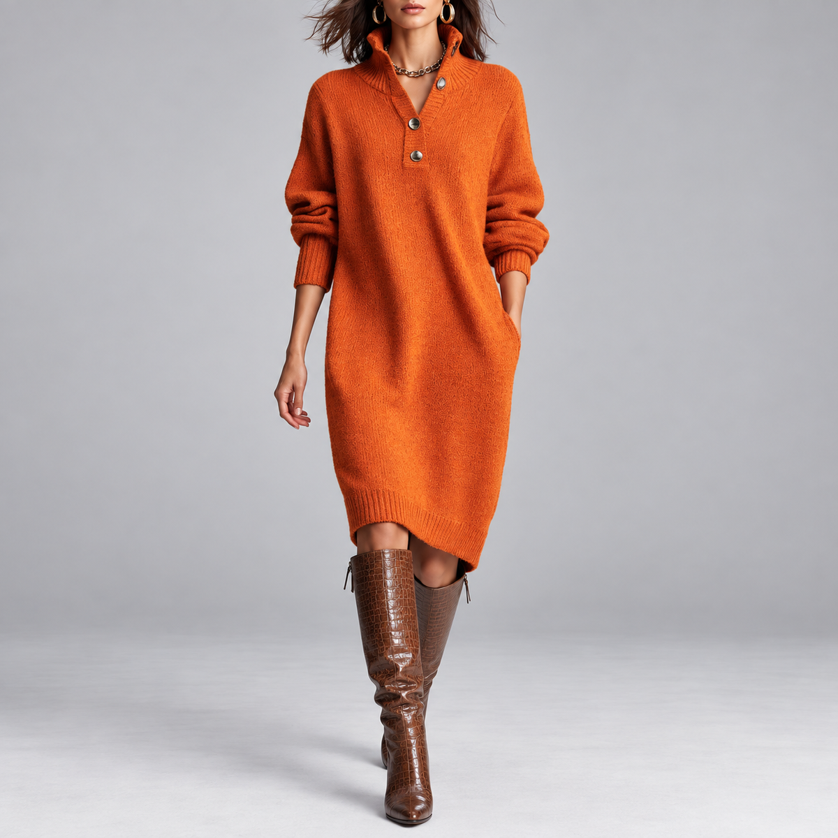 ROSAMUNDINA | ELEGANT BUTTON-UP JUMPER DRESS