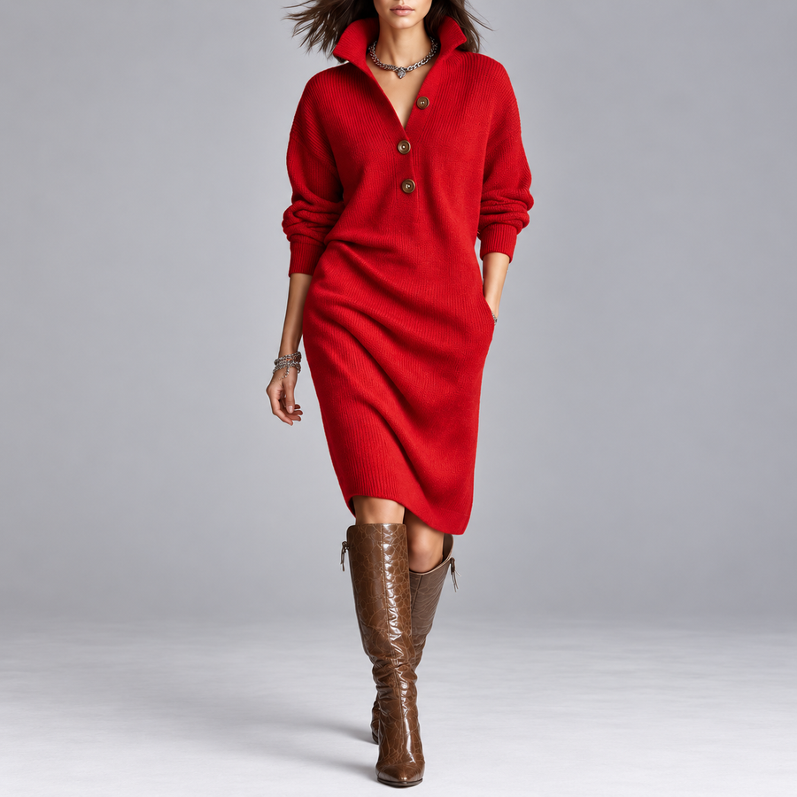 ROSAMUNDINA | ELEGANT BUTTON-UP JUMPER DRESS