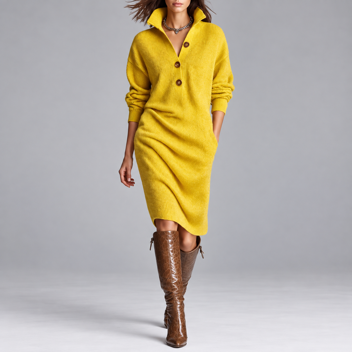 ROSAMUNDINA | ELEGANT BUTTON-UP JUMPER DRESS