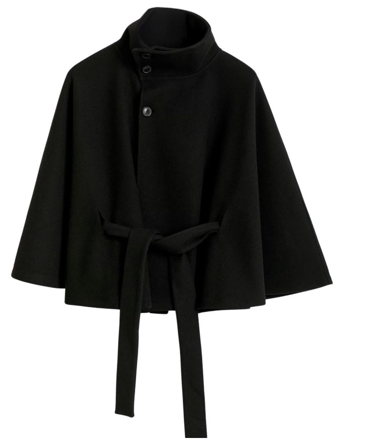 Beatrix | Belted Cape Jacket with High Collar