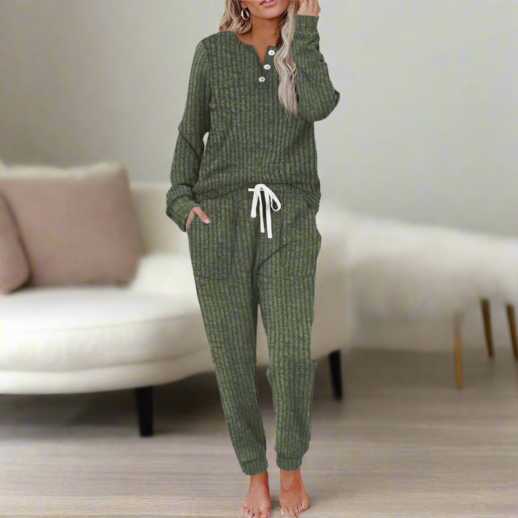 Waffle Knit Two-Piece Lounge Set