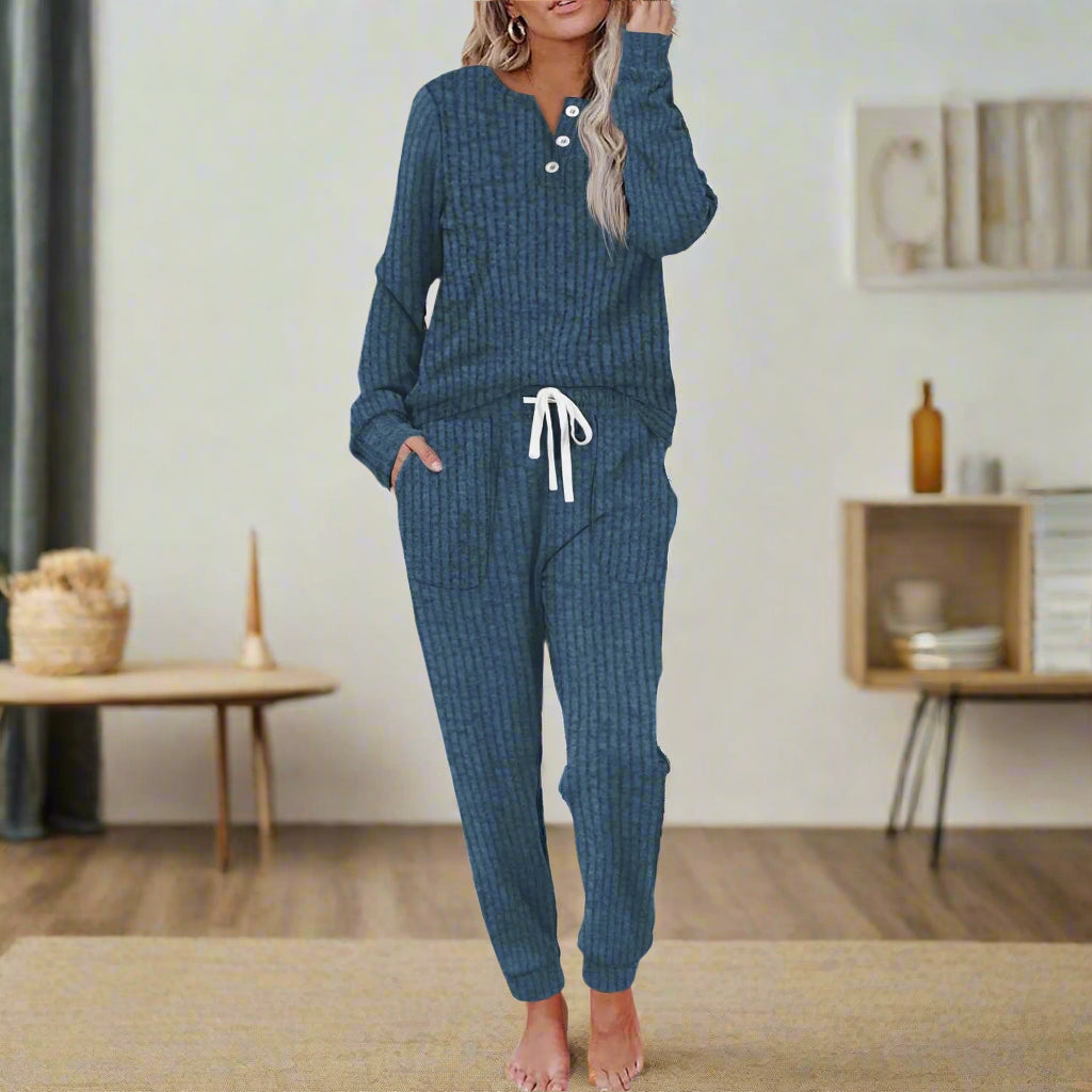 Waffle Knit Two-Piece Lounge Set