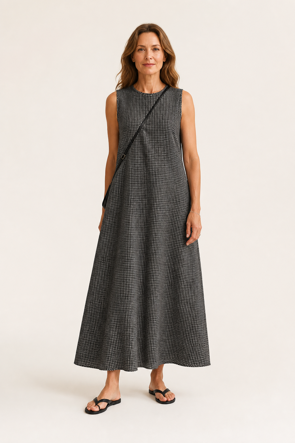 Della | Checkered Sleeveless Maxi Dress