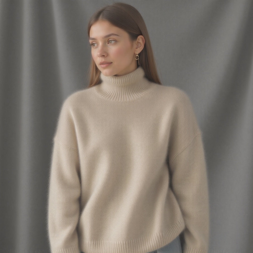 Sydney Women's Oversized Cashmere Turtleneck Sweater – Soft, Warm & Stylish