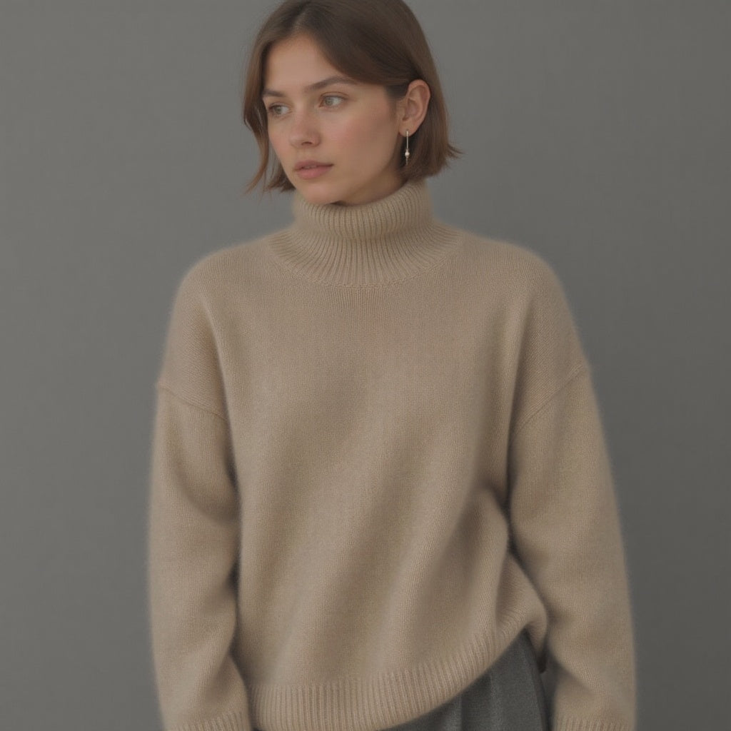 Sydney Women's Oversized Cashmere Turtleneck Sweater – Soft, Warm & Stylish