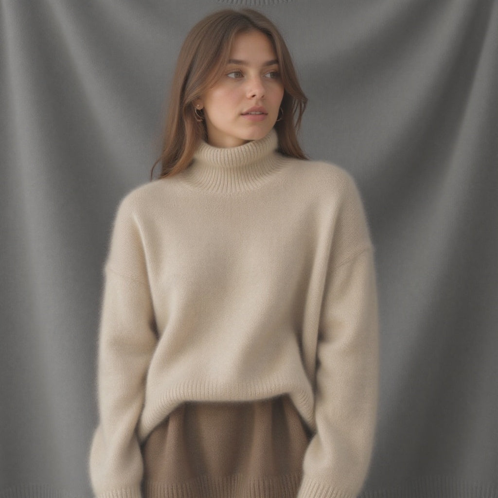 Sydney Women's Oversized Cashmere Turtleneck Sweater – Soft, Warm & Stylish