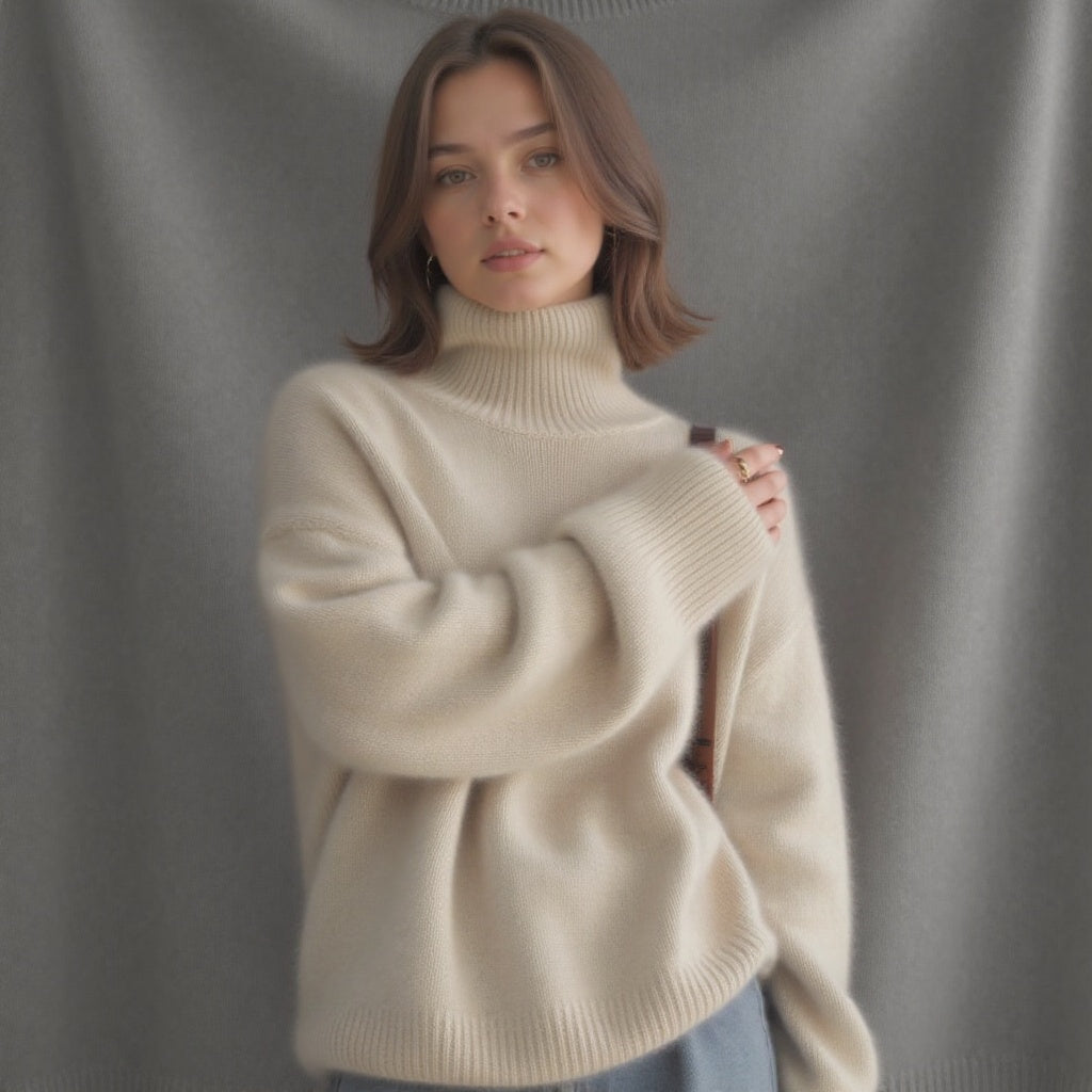 Sydney Women's Oversized Cashmere Turtleneck Sweater – Soft, Warm & Stylish