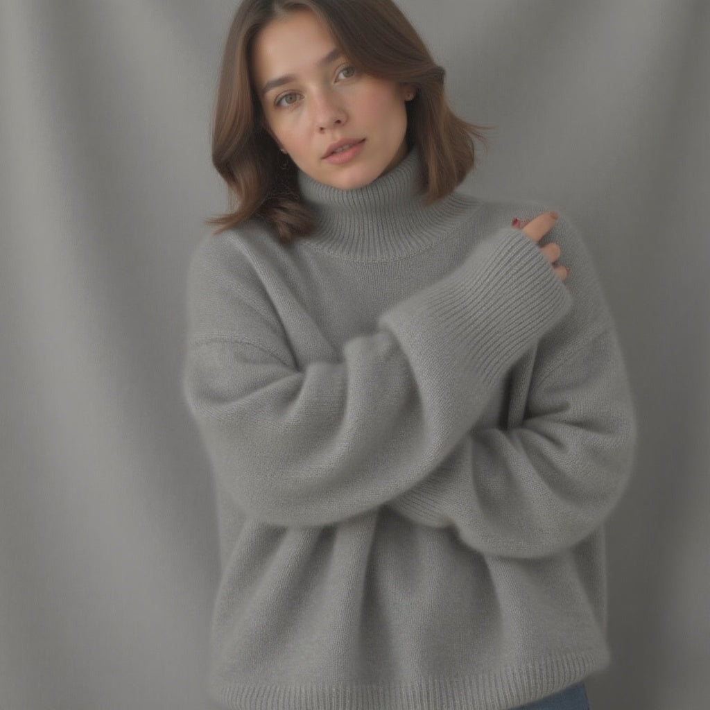 Sydney Women's Oversized Cashmere Turtleneck Sweater – Soft, Warm & Stylish