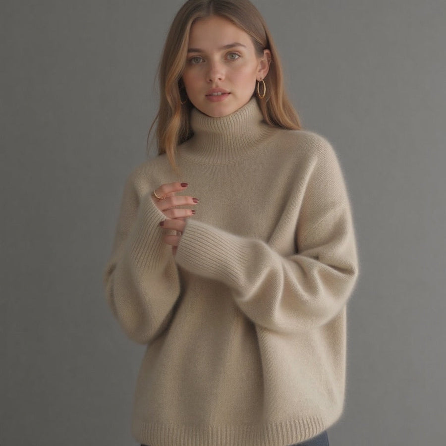 Sydney Women's Oversized Cashmere Turtleneck Sweater – Soft, Warm & Stylish